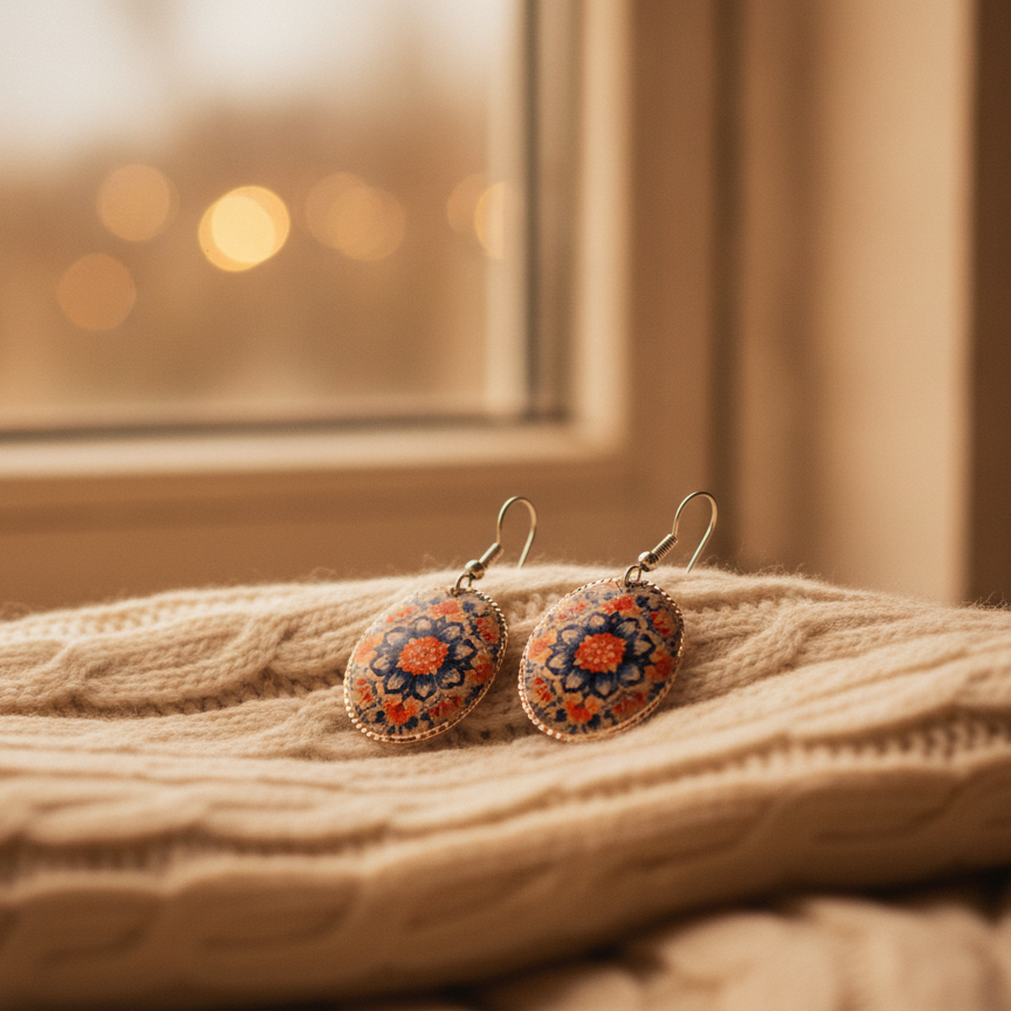 Aztek Kilim Küpe & Yüzük İkili Seti