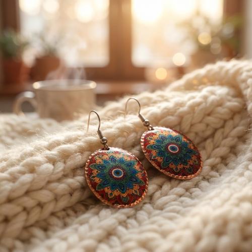 Kabile Bordürlü El Yapımı Bakır Küpe