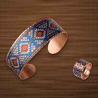 Kök Kilim Gurbet Bohçası Bakır Bileklik ve Yüzük Seti